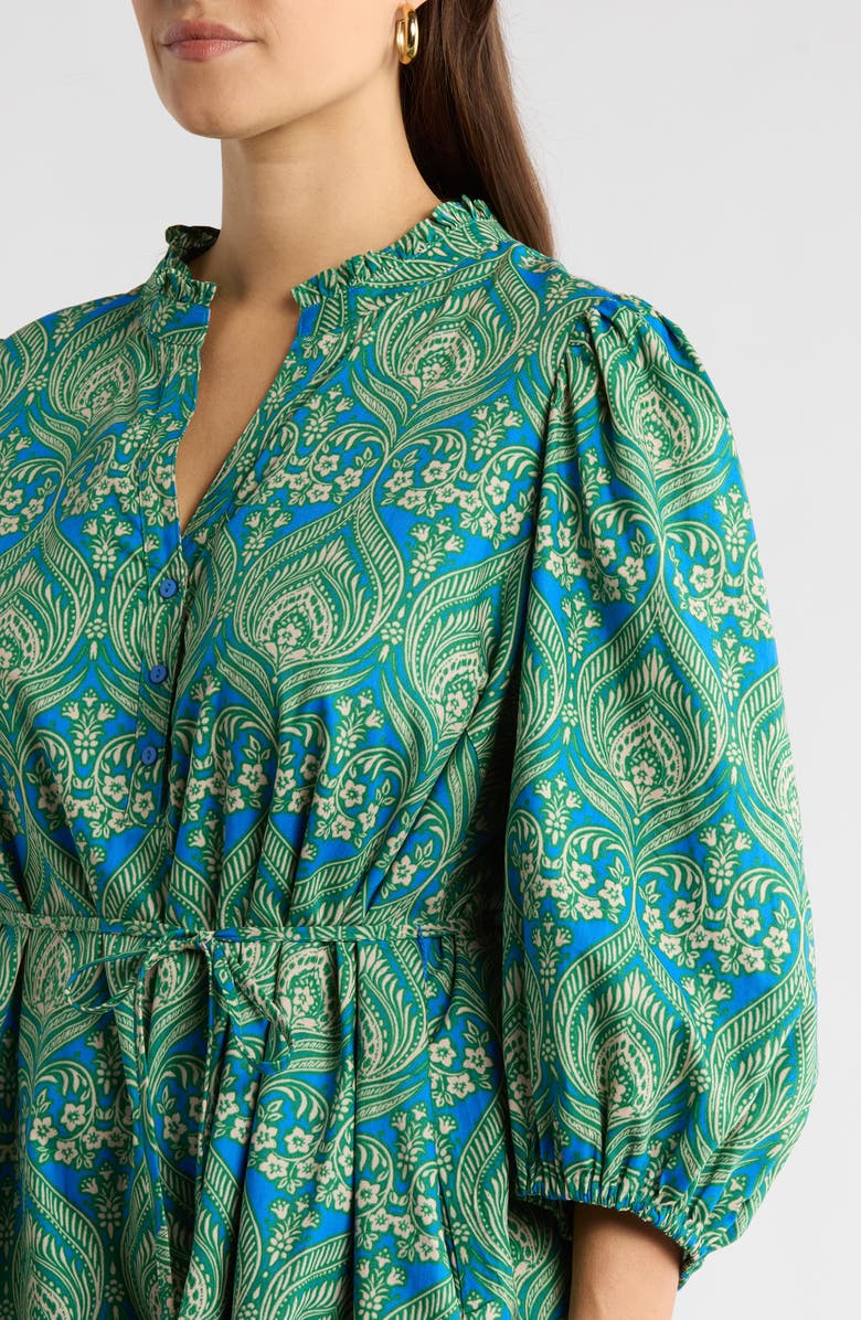 SUGARLIPS Nyra Jazlyn Paisley Split Neck Dress, Alternate, color, Green-Blue-Multi