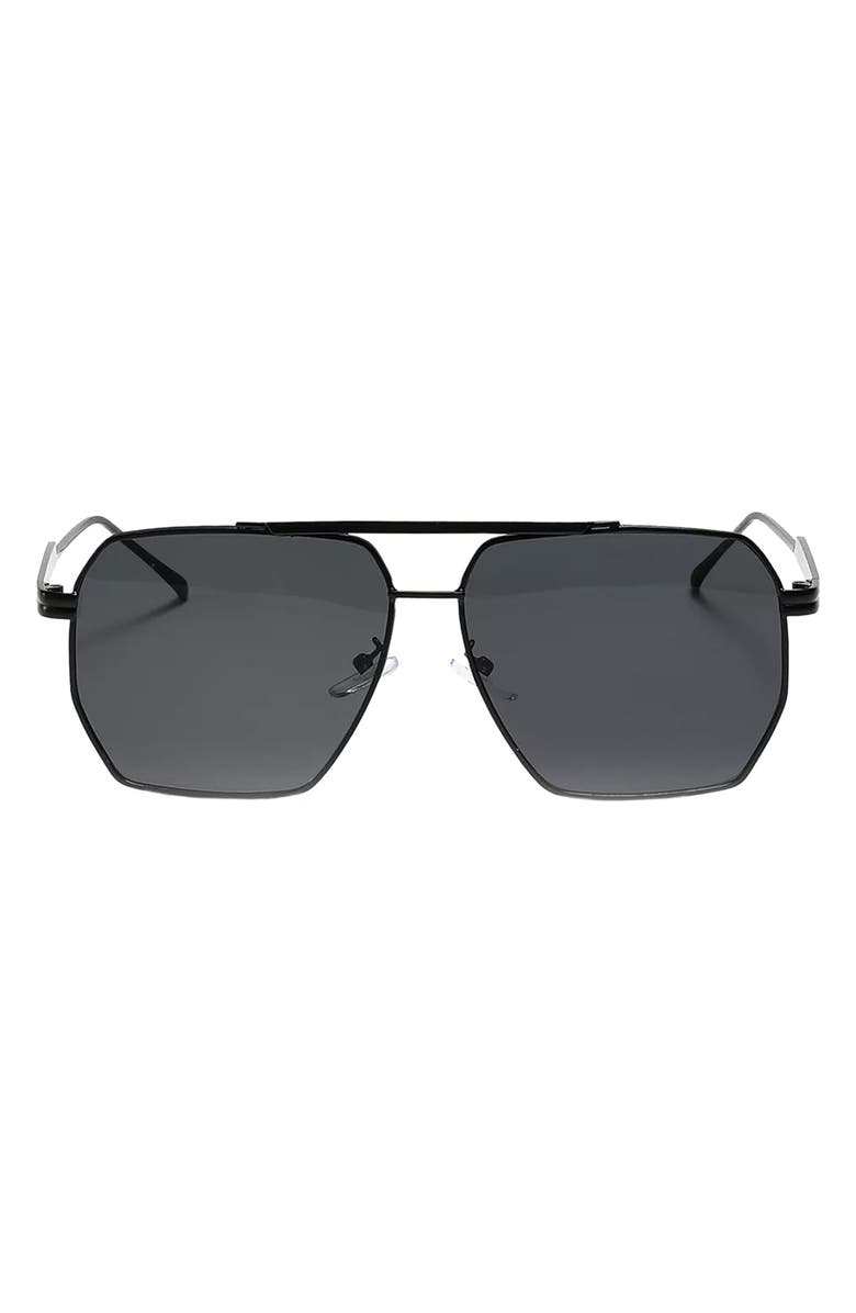 Fifth & Ninth Goldie 60mm Polarized Aviator Sunglasses, Main, color, Black/ Black