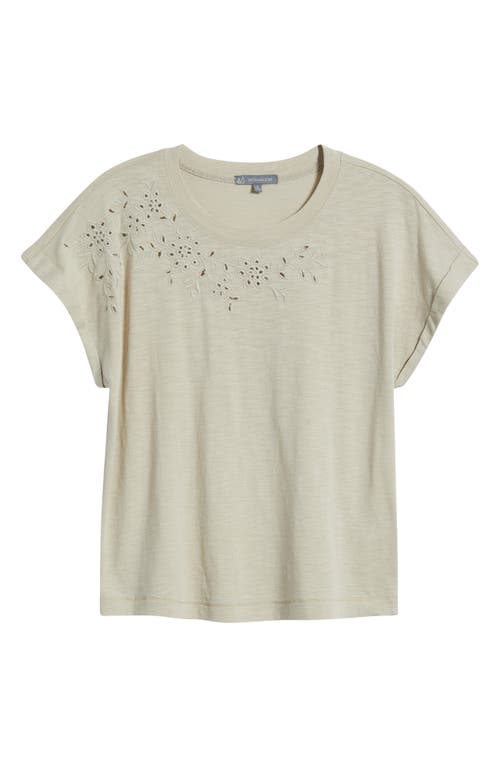 Wit & Wisdom Embroidered Eyelet Cap Sleeve T-shirt In Stone