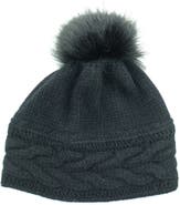 Portolano Cable Knit Faux Fur Pompom Beanie