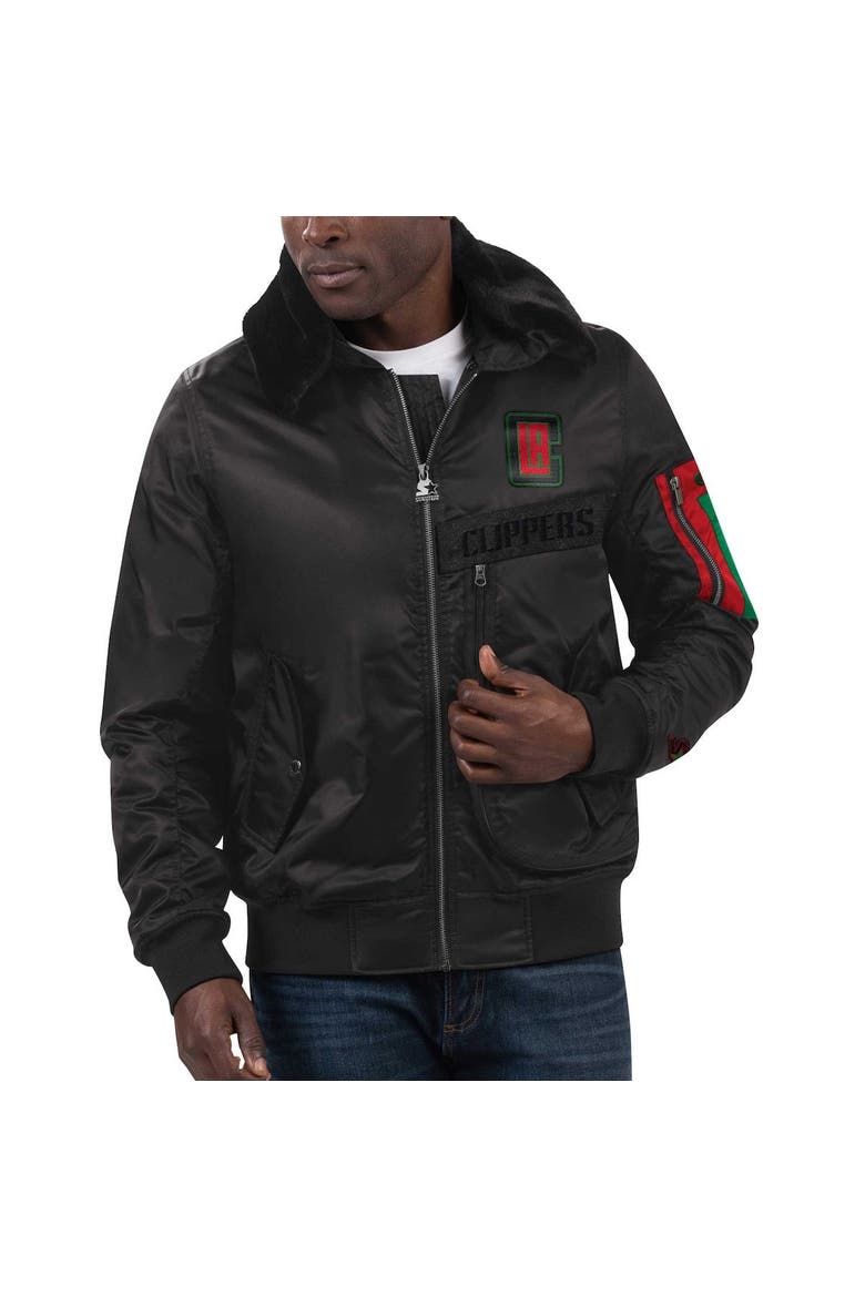 Men's Starter x Ty Mopkins Black LA Clippers Black History Month Satin Full-Zip Jacket, Alternate, color, Black