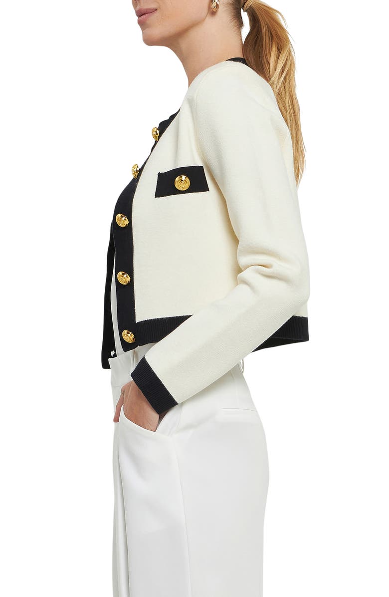 Endless Rose Contrast Edge Cardigan, Alternate, color, Cream/Black