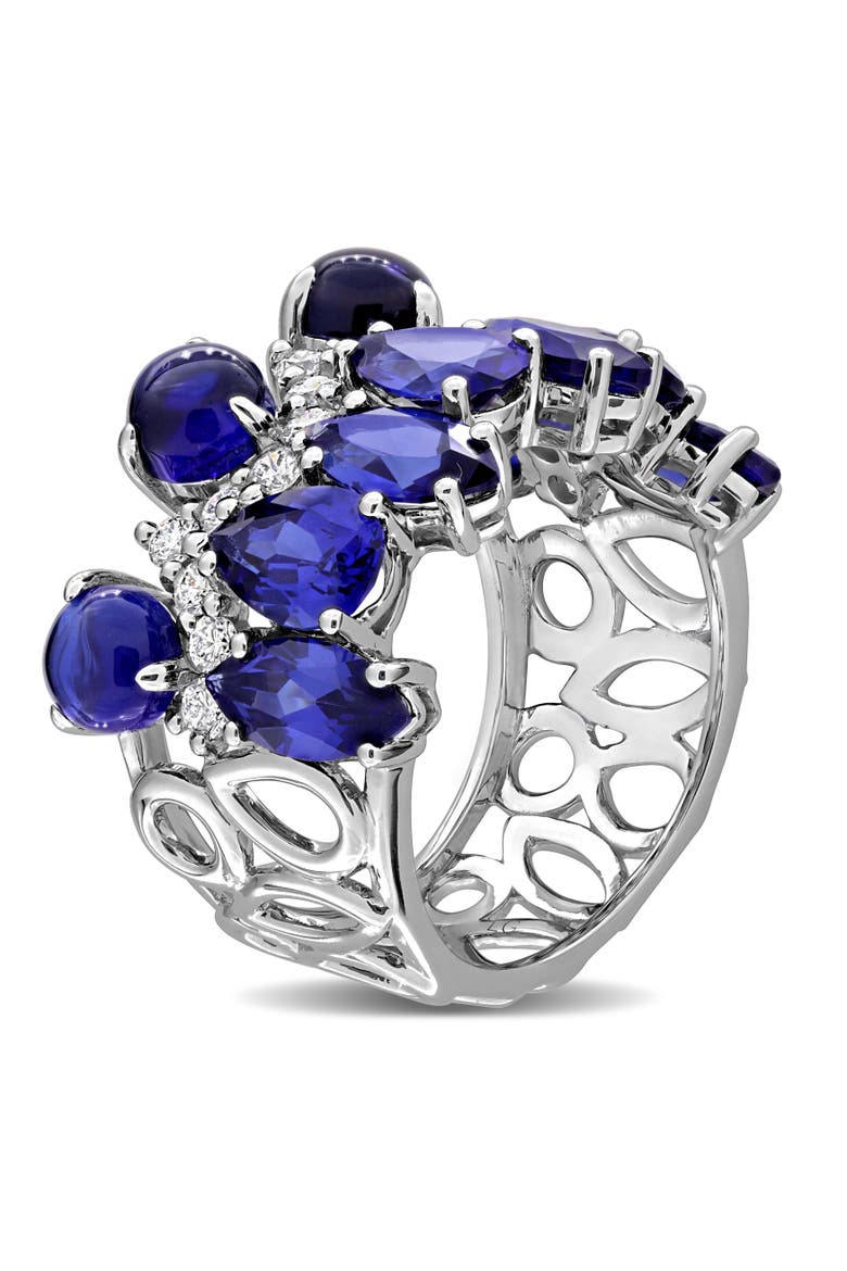 Lab-Created Sapphire & Diamond Eternity Ring 14k, Alternate, color, Sapphire
