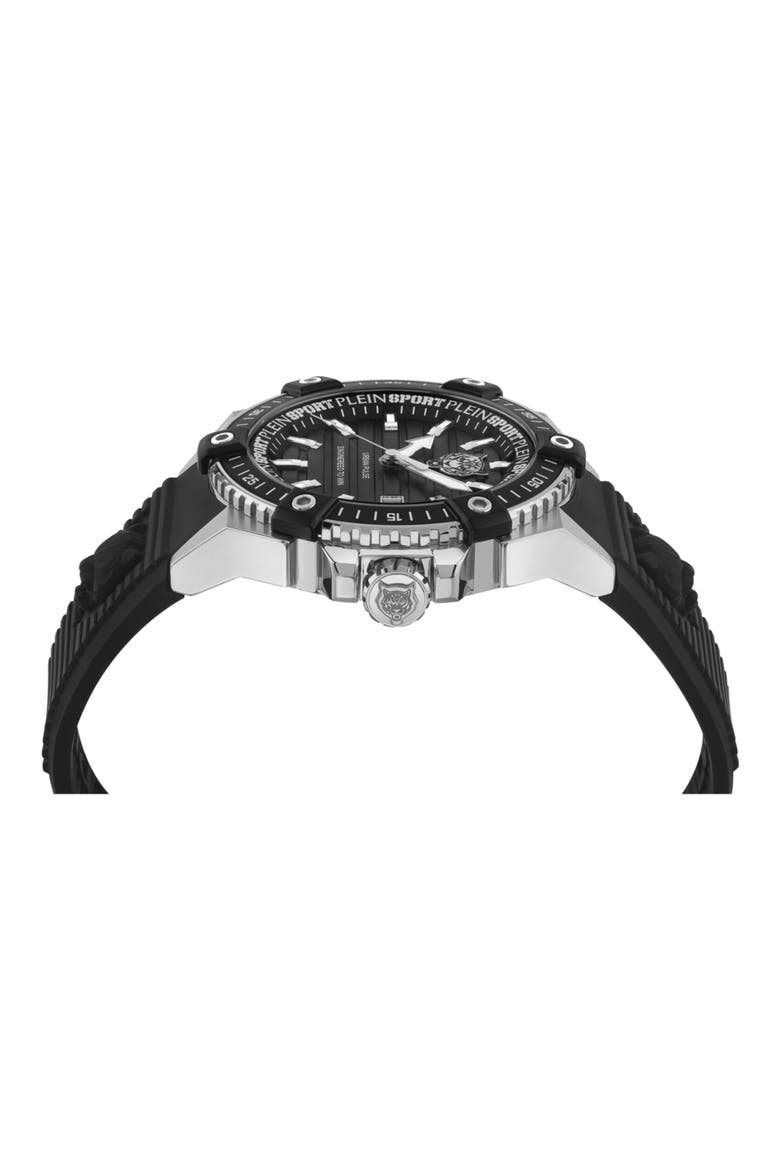 Urban Pulse Three Hand Quartz Silicone Strap Watch, 47mm, Alternate, color, STAINLESS STEEL