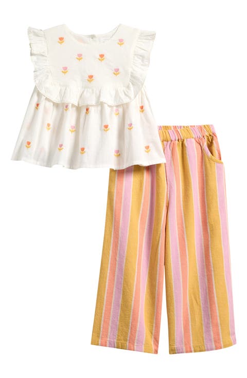 Kids' Frill Top & Stripe Pants Set (Baby, Toddler & Little Kid)