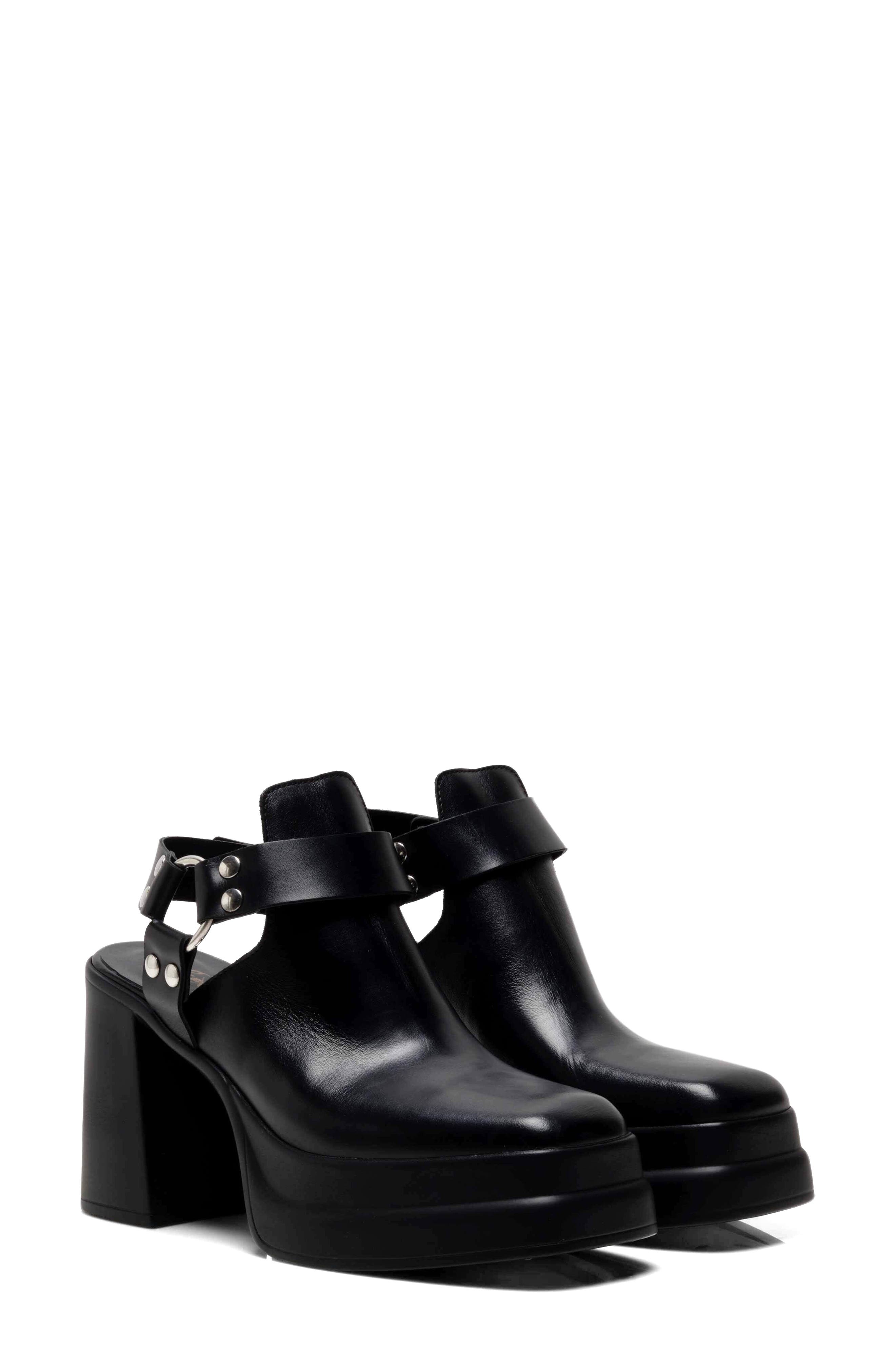 Free People Hybrid Harness Platform Bootie, Alternate, color, Black Leather