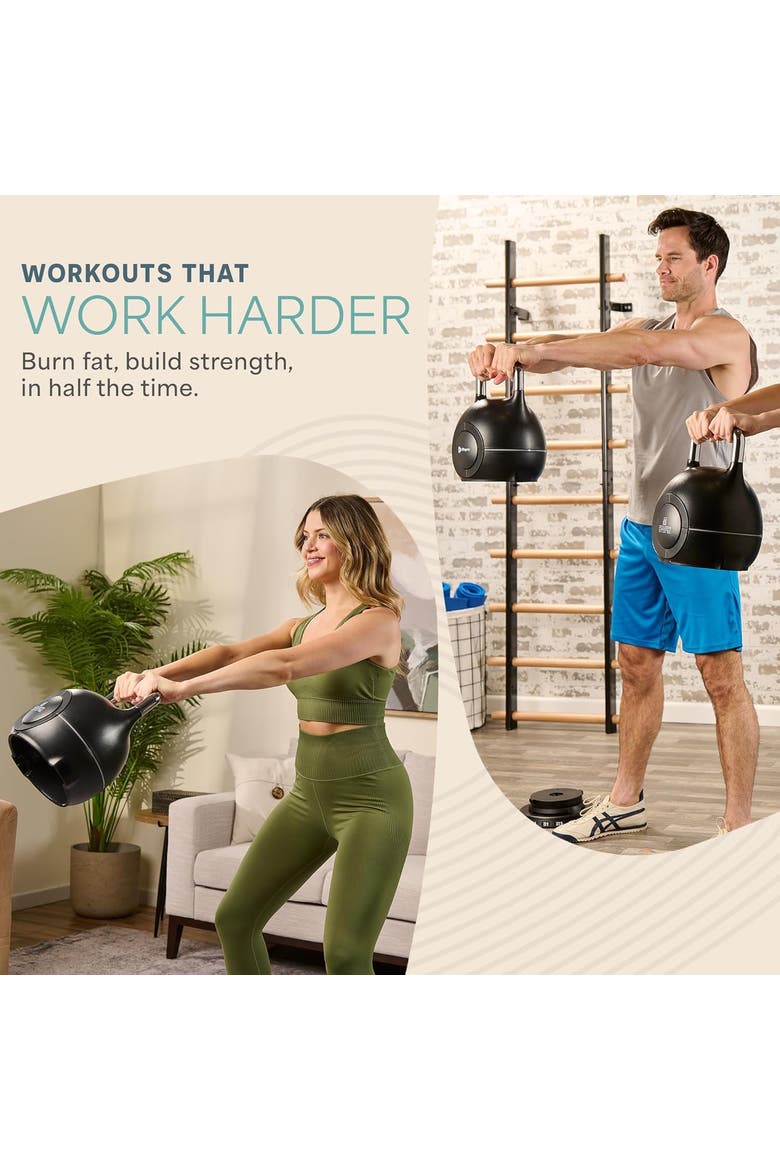 PowerStone 7in1 Adjustable Kettlebell Set  3.5 to 22.5lb and 5 to 44.5lb, Alternate, color, 22.5lb Black