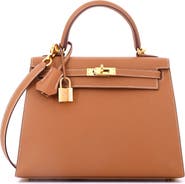Pre-Owned Hermes Kelly Handbag Brown Epsom with Gold Hardware 25