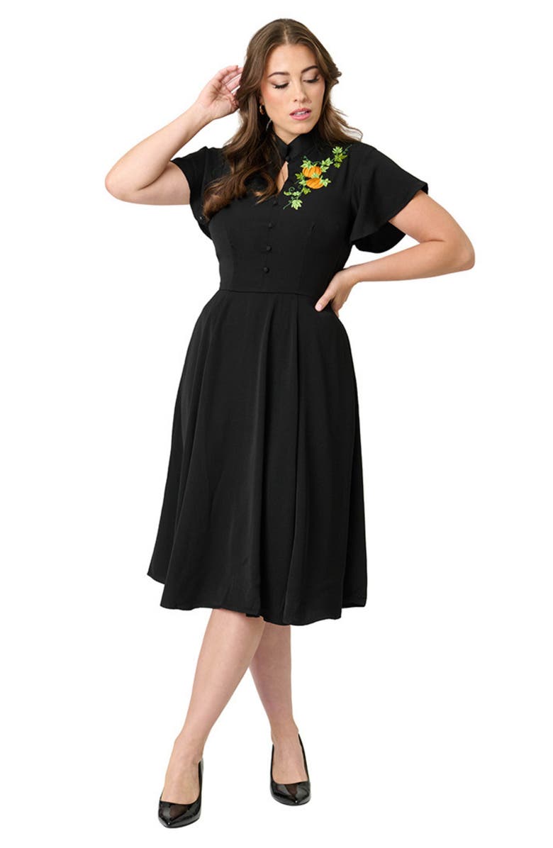 Unique Vintage 1940s Baltimore Swing Dress, Main, color, Black Pumpkin