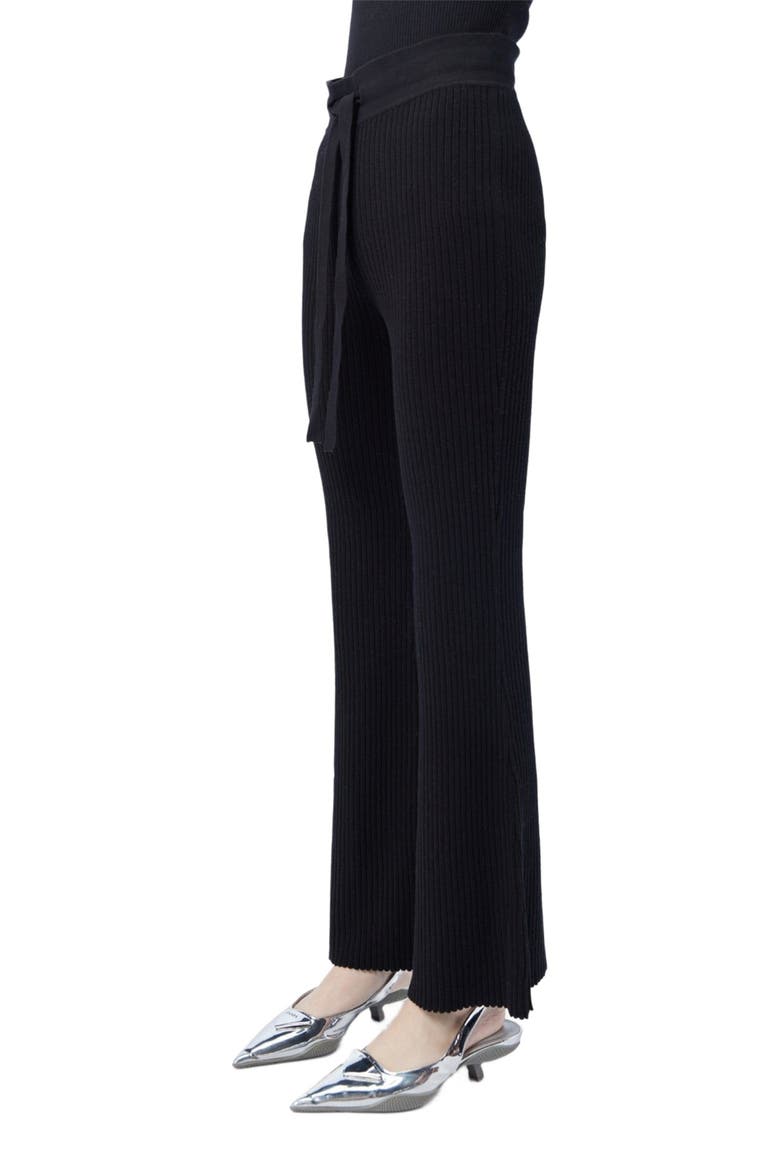 Drawstring Ribbed Cotton Silk Cashmere Blend Flares, Alternate, color, black