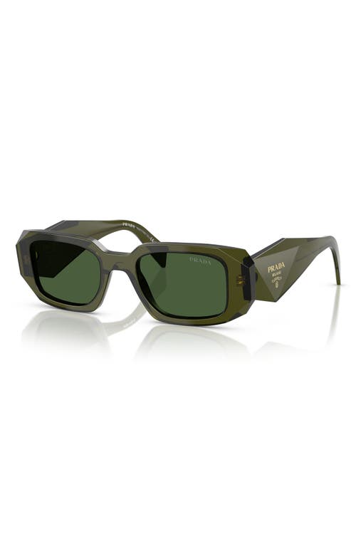 Prada Runway 49mm Rectangular Sunglasses In Dark Green