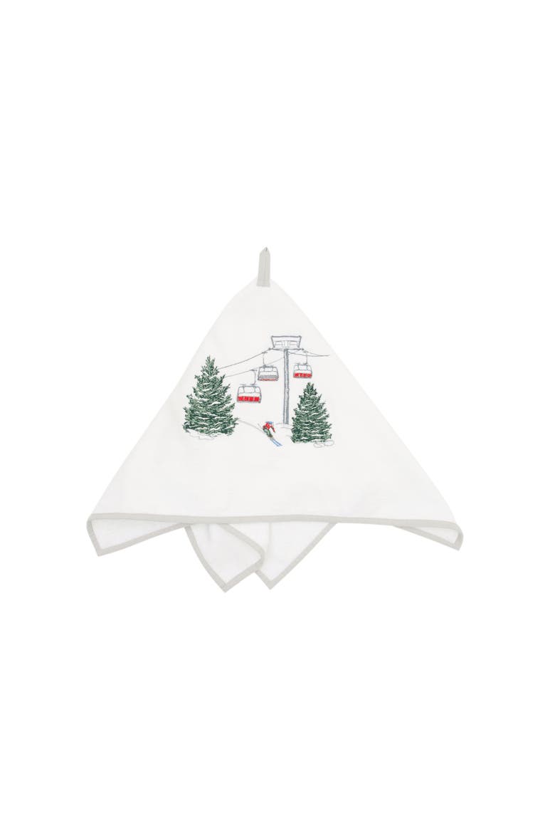Red Ski Lift Terrycloth Kitchen and Bathroom Towel, Alternate, color, Green