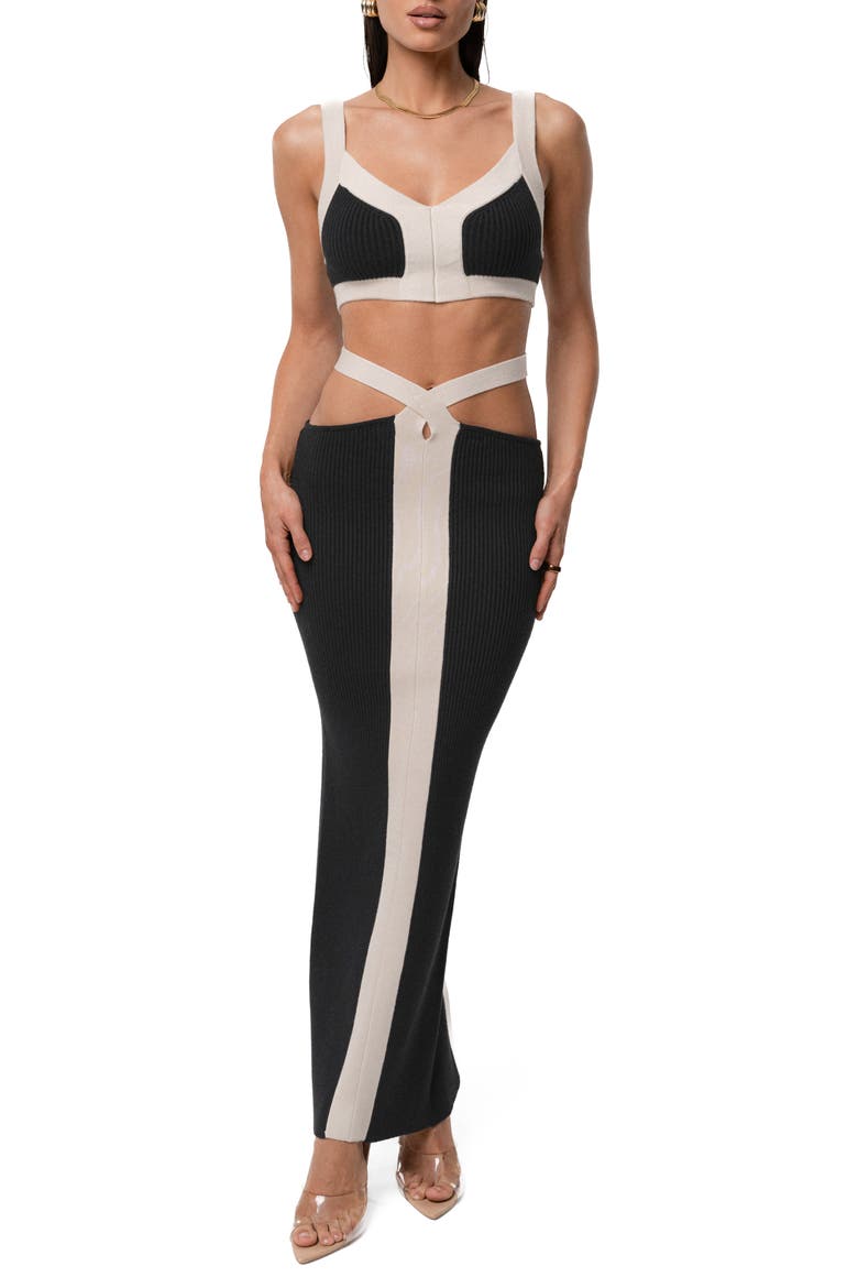 Coastal Drift Crop Top & Skirt Set, Main, color, BLACK