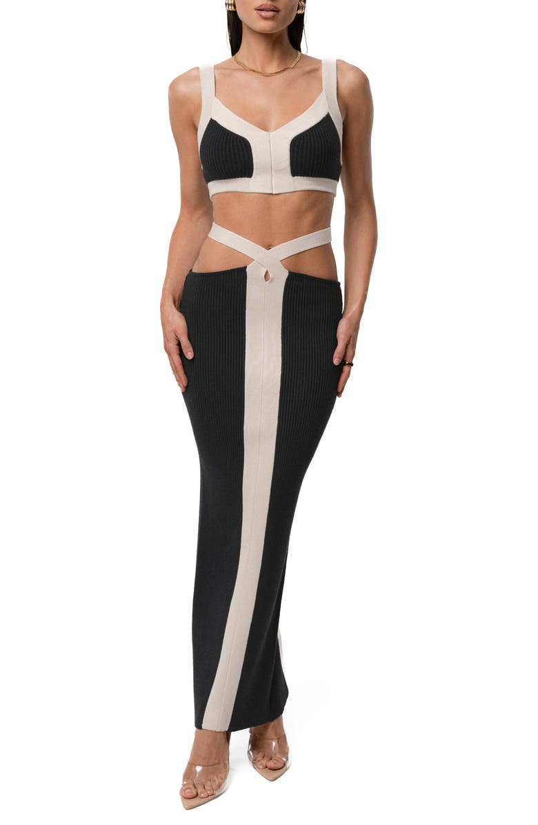 JLUXLABEL Coastal Drift Crop Top & Skirt Set, Main, color, Black