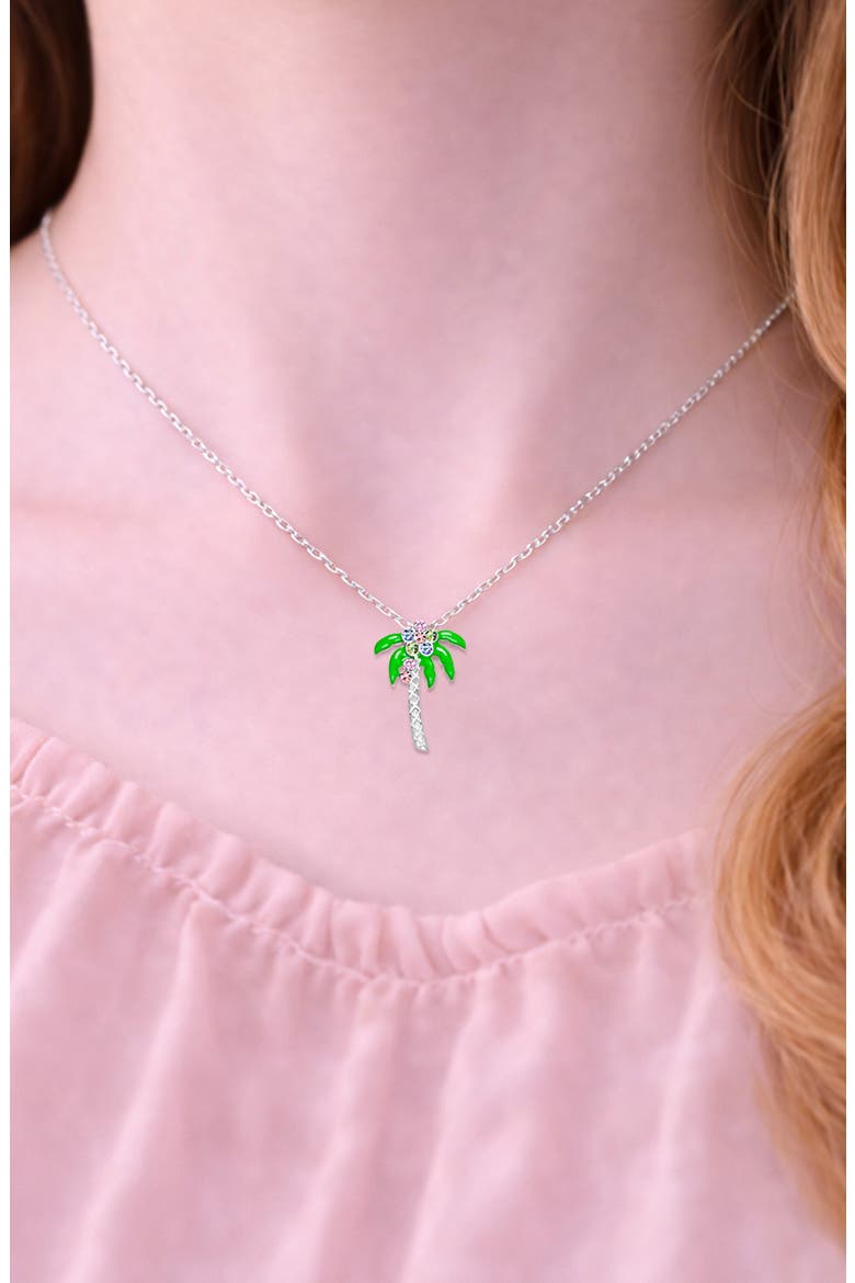 Kids' Palm Tree Pendant Necklace, Alternate, color, GREEN MULTI
