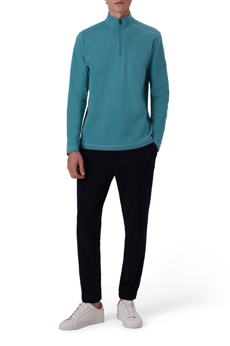 Quarter Zip Knit Pullover, Alternate, color, PEACOCK
