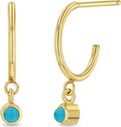 Zoë Chicco Dangling Turquoise Mini Huggies