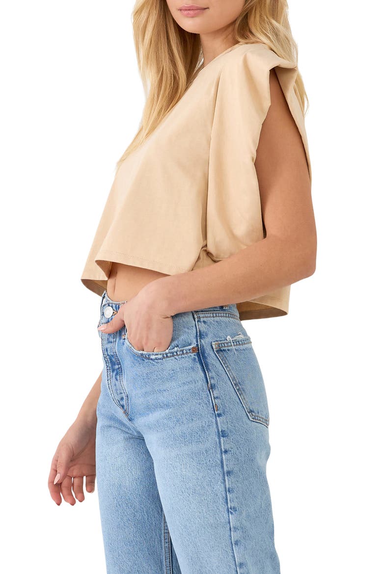 Drop Shoulder Crop Top, Alternate, color, BEIGE