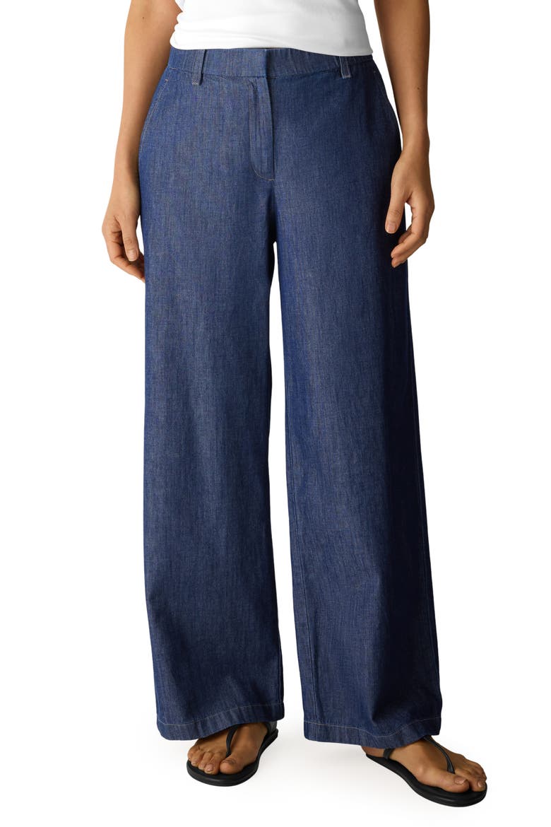 Wide Leg Organic Cotton Denim Pants, Main, color, DARK INDIGO