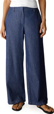 Eileen Fisher Wide Leg Organic Cotton Denim Pants