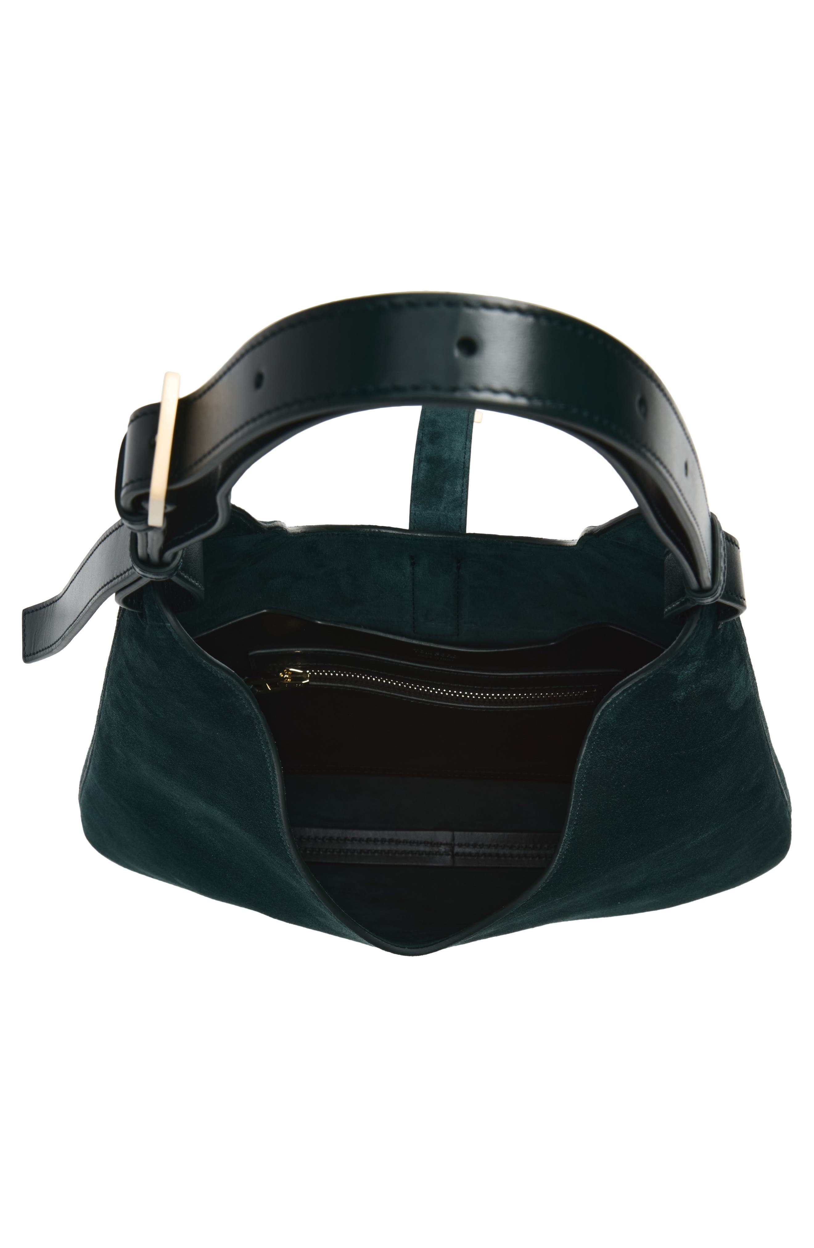 Medium Kara Smooth Suede Hobo Bag, Alternate, color, PINE GREEN