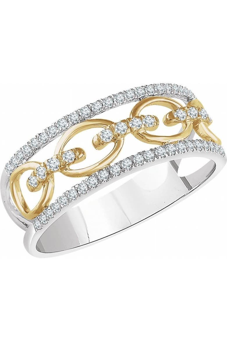 1/4 CT Natural Diamond Link Ring in 14K Gold, Main, color, Yellow