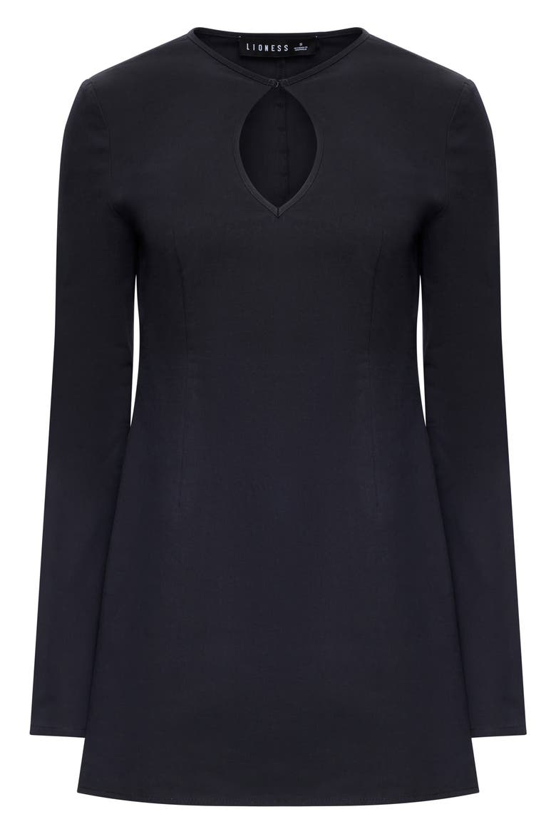 Prima Luce Long Sleeve Keyhole Minidress, Alternate, color, NOIR