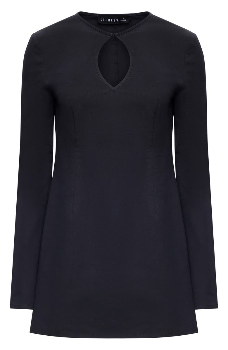 LIONESS Prima Luce Long Sleeve Keyhole Minidress, Alternate, color, Noir