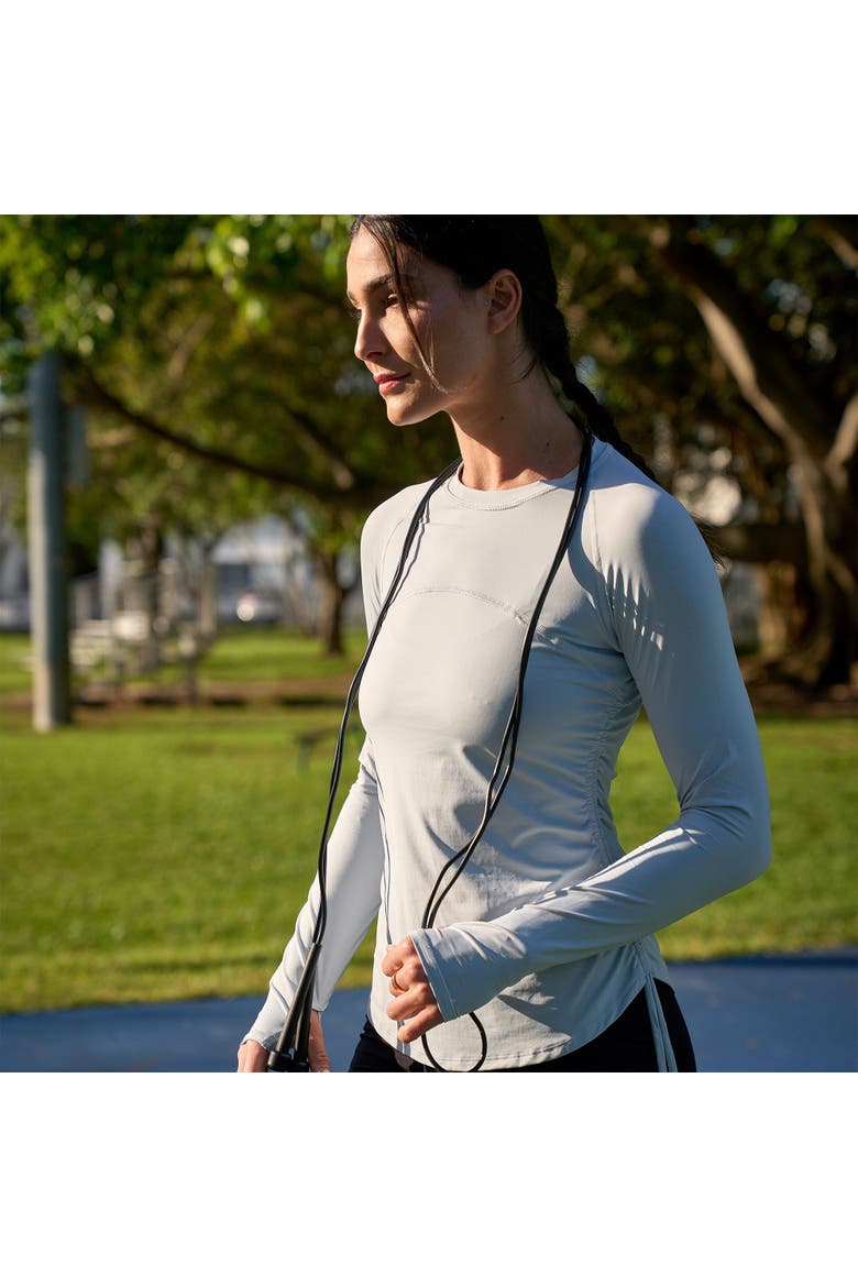 Women's Sun and UV Protection Drawstring Crew Shirt, Alternate, color, Soft Gray
