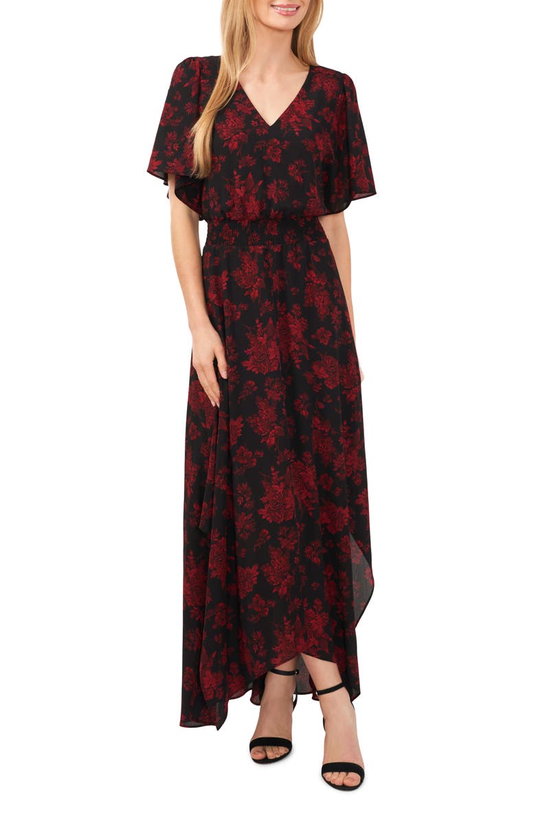 CeCe Floral Smocked Waist Maxi Dress, Main, color, 