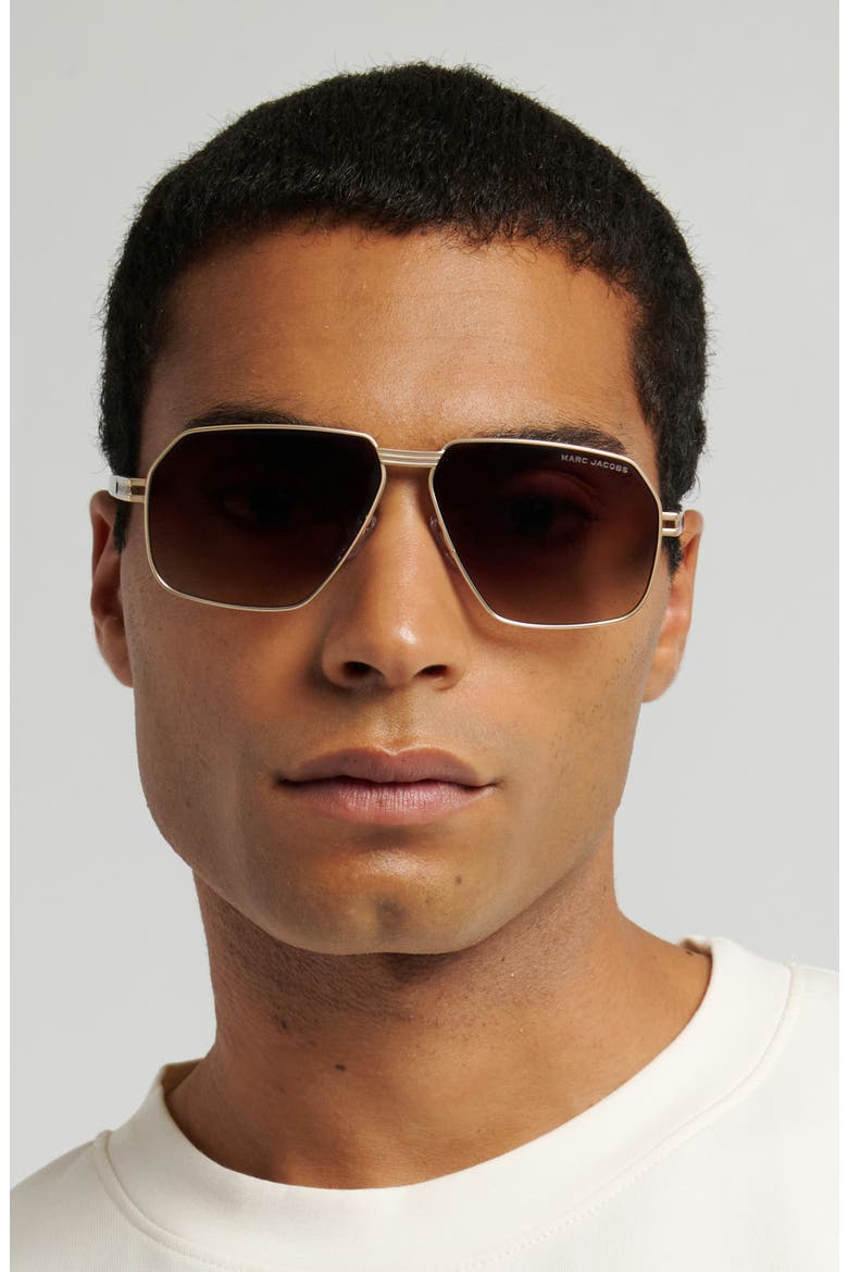 61mm Gradient Navigator Sunglasses, Alternate, color, MATTE GOLD HAVANA/ BROWN SF