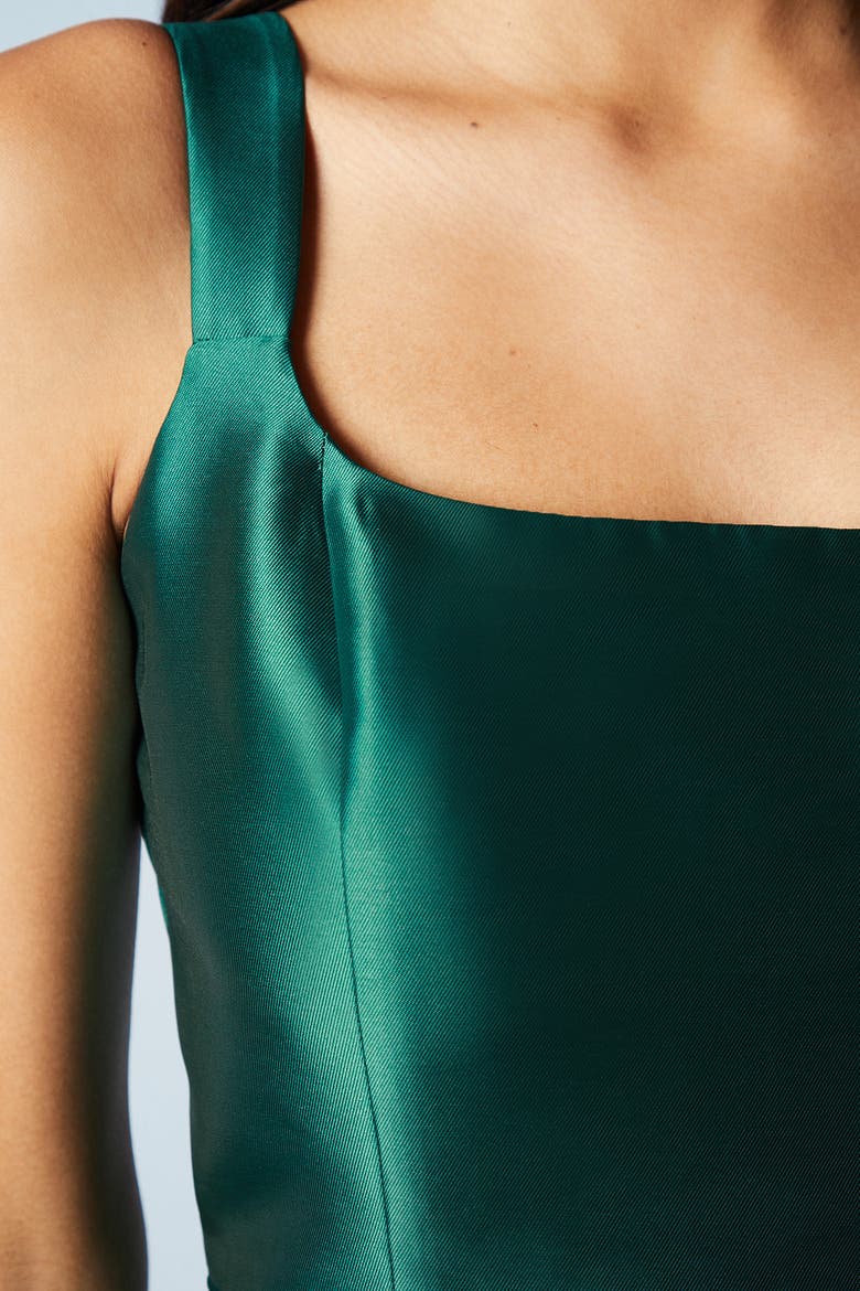 Scoop Neck Full Skirted Twill Maxi Dress, Alternate, color, Emerald