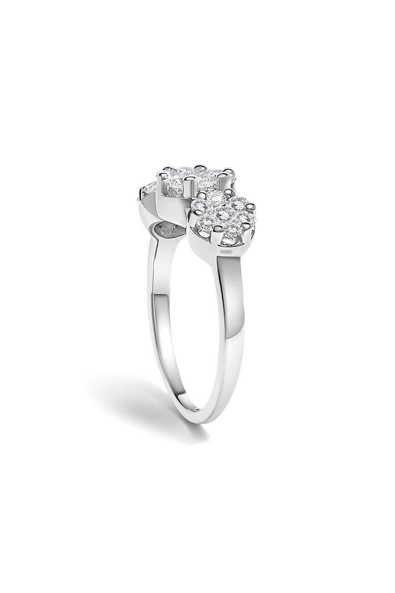 14K White Gold 1 1/4 Cttw Diamond Three Cluster Engagement Ring, Alternate, color, White