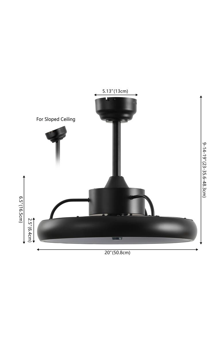 Oval Air Loren 20" Modern Contemporary 6-Speed Metal Mobile-App/Remote-Controlled Dimmable Smart Integrated LED Ceiling Fan, Alternate, color, 