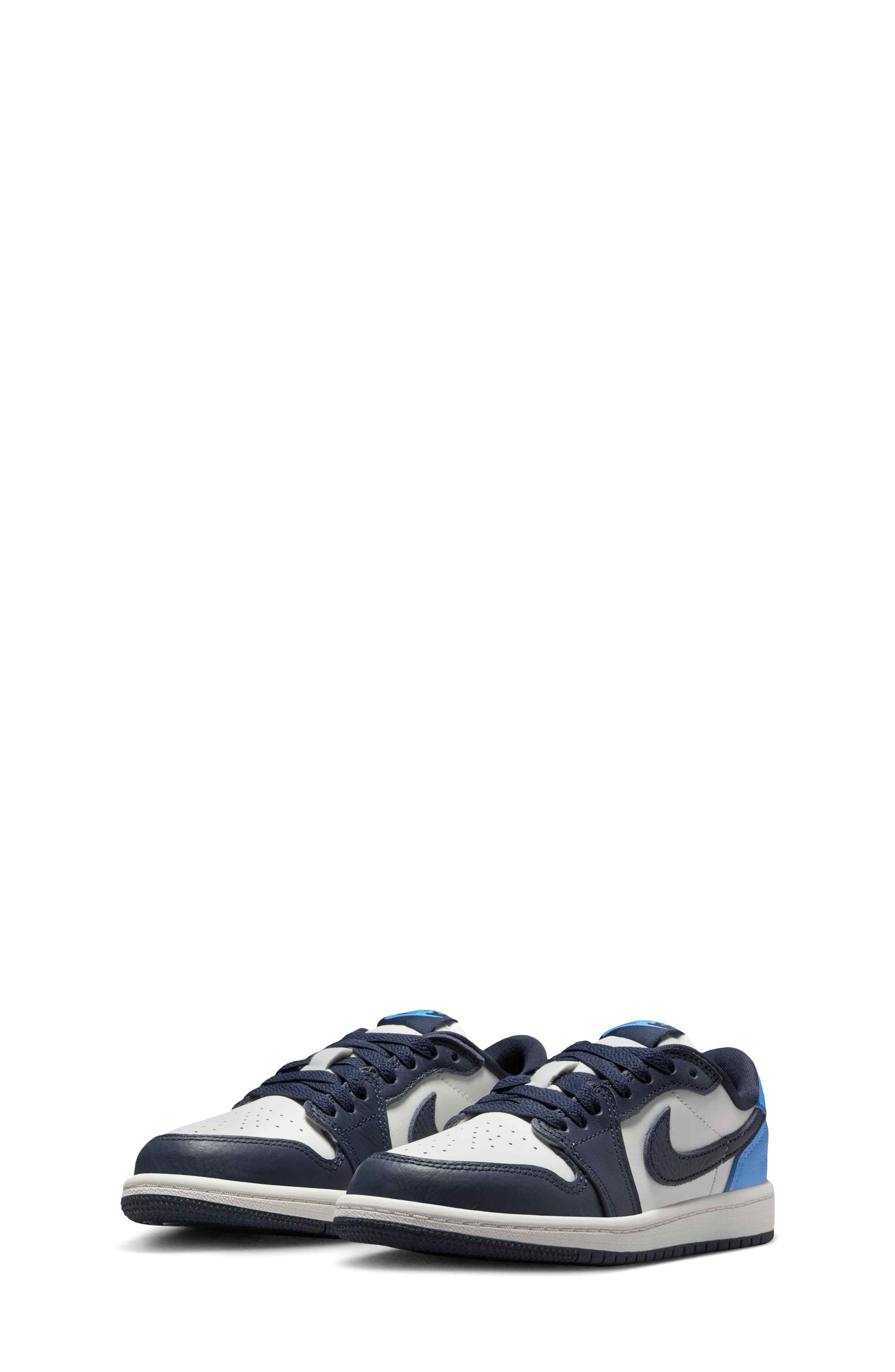 Nike Kids
 Air Jordan 1 Low Sneaker, Main, color, Obsidian/ Sail/ Blue