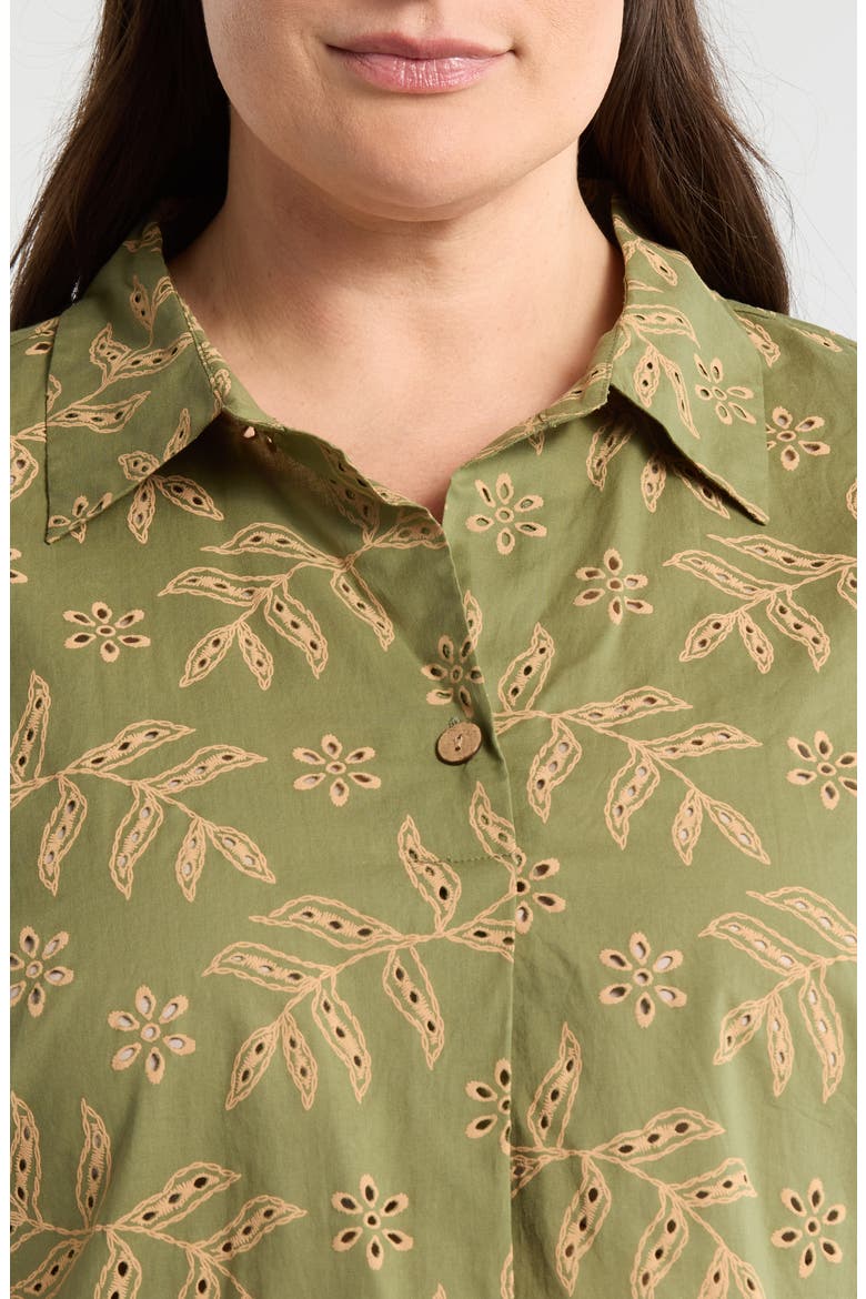 Eyelet Camp Shirt, Alternate, color, AGAVE SAND