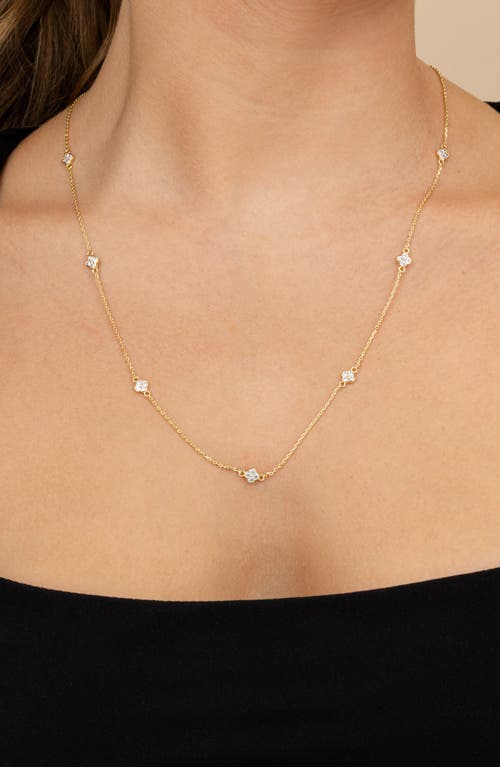 Sterling Forever Honora Cubic Zirconia Petal Station Necklace In Gold