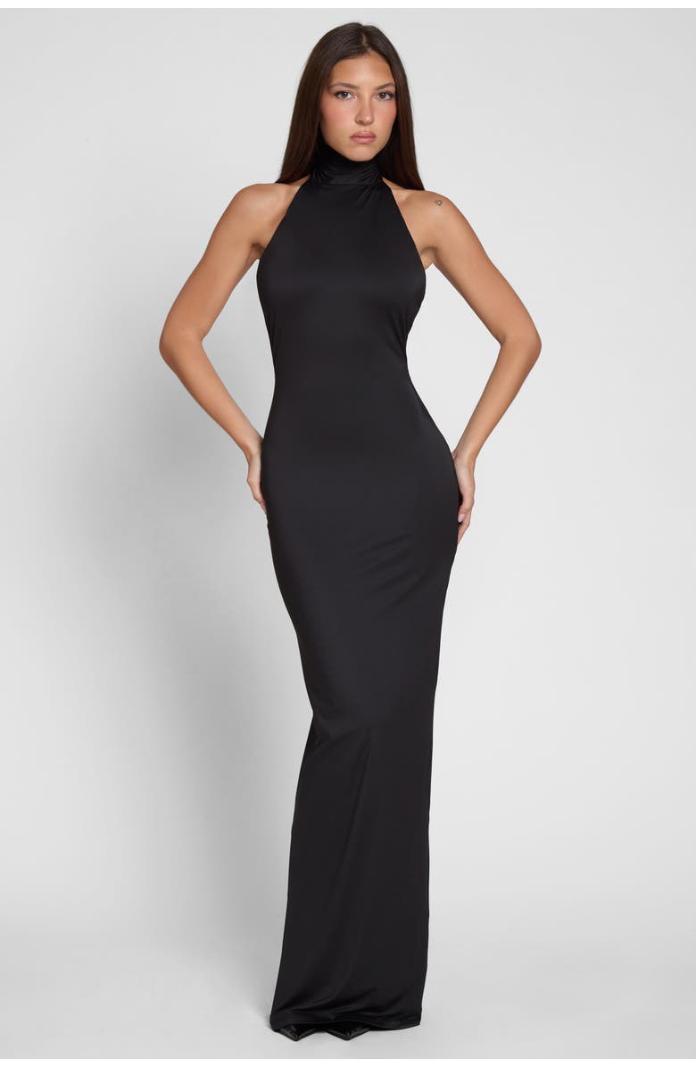 LEAU Alaia Drape Maxi Dress, Main, color, Black