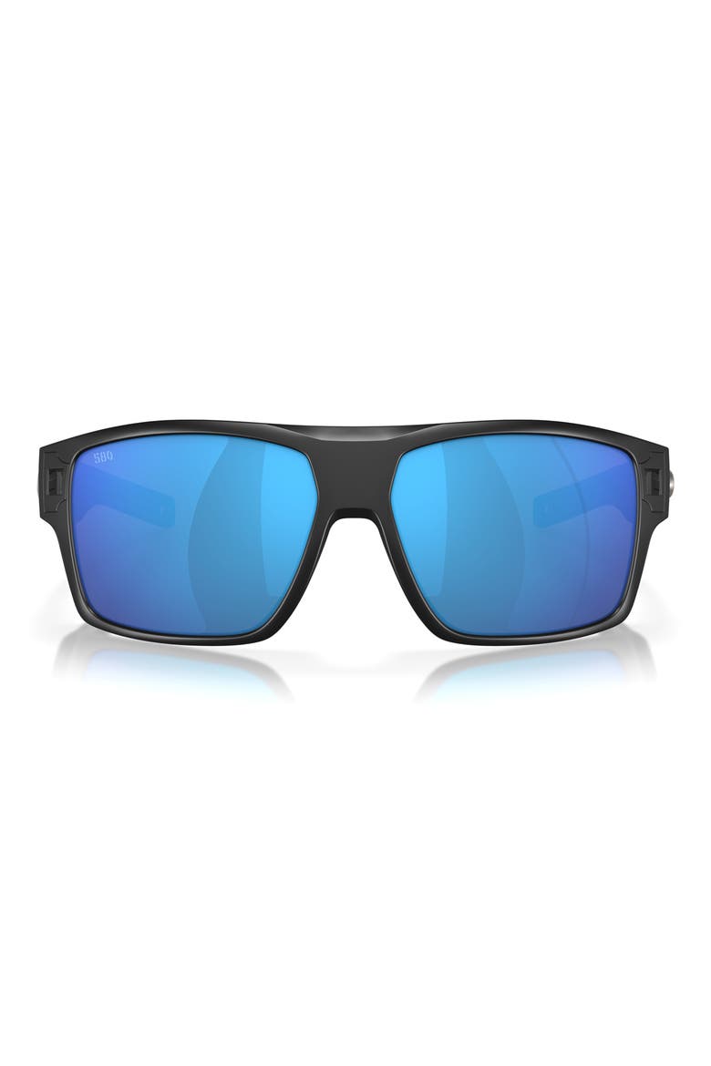 Diego 62mm Mirrored Polarized Oversize Rectangular Sunglasses, Main, color, MATTE BLACK