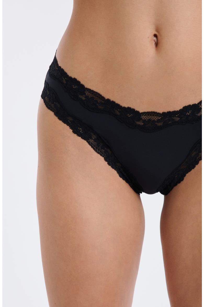 Pure Soft Lace Trim Hipster Briefs, Alternate, color, BLACK