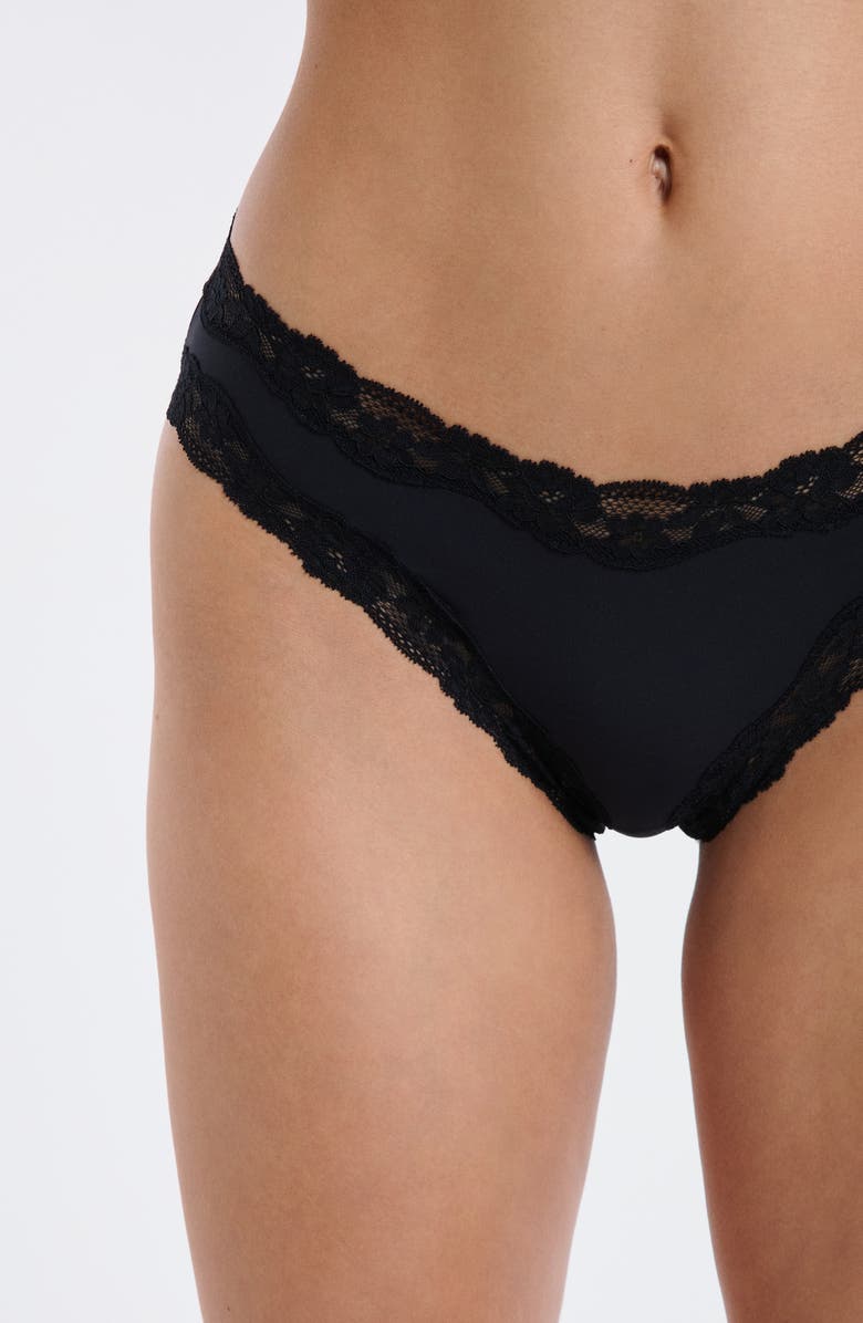 Etam Pure Soft Lace Trim Hipster Briefs, Alternate, color, Black