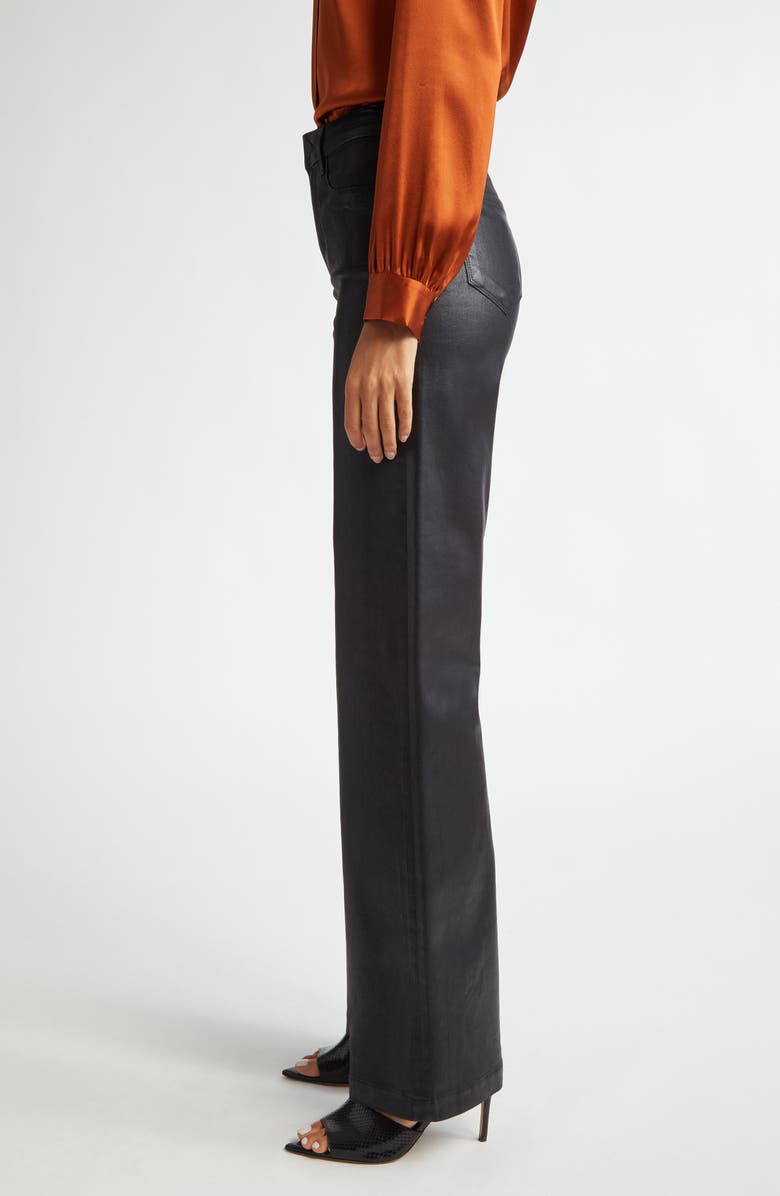 L'AGENCE Clayton High Waist Wide Leg Pants, Alternate, color, Noir Coated