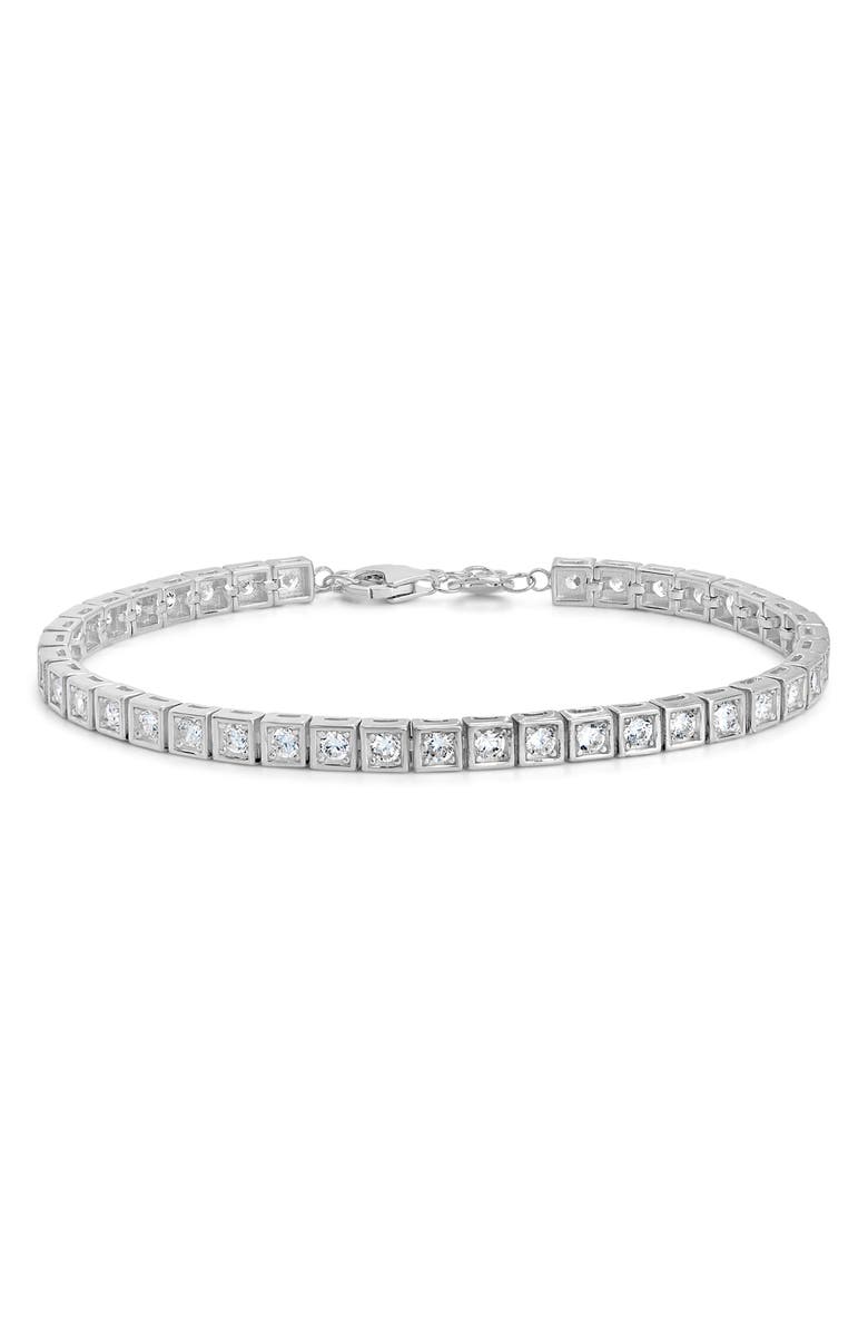 Sterling Forever Christina Cubic Zirconia Tennis Bracelet, Main, color, Silver