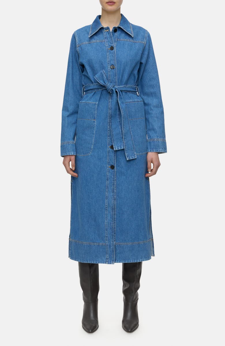 Closed Long Sleeve Denim Midi Shirtdress, Main, color, Mid Blue