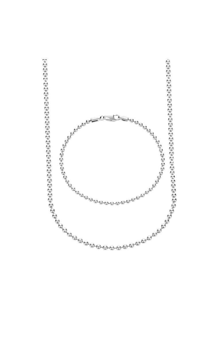 Donatello Gian Sterling Silver Bead Ball  Necklace And Bracelet Set, Main, color, Silver