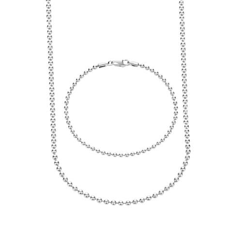 Donatello Gian Sterling Silver Bead Ball Necklace And Bracelet Set In Silver