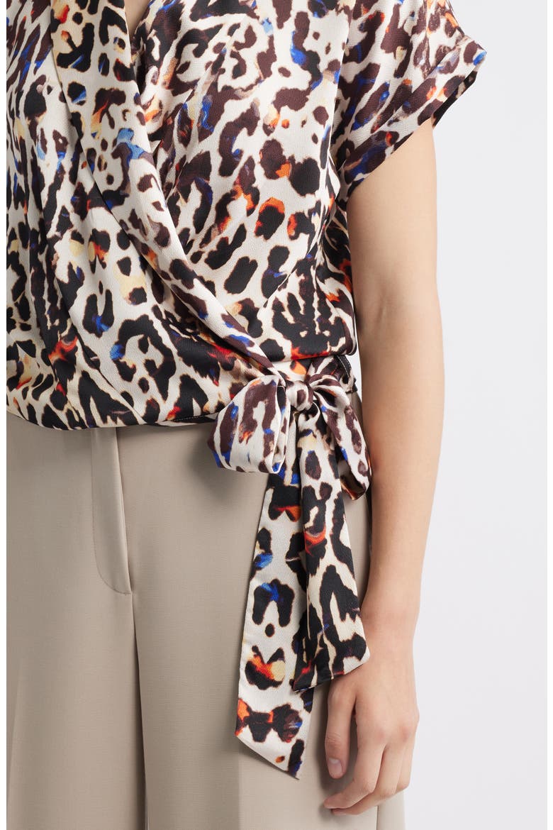 Side Tie Wrap Top, Alternate, color, SAND ROYAL LEOPARD
