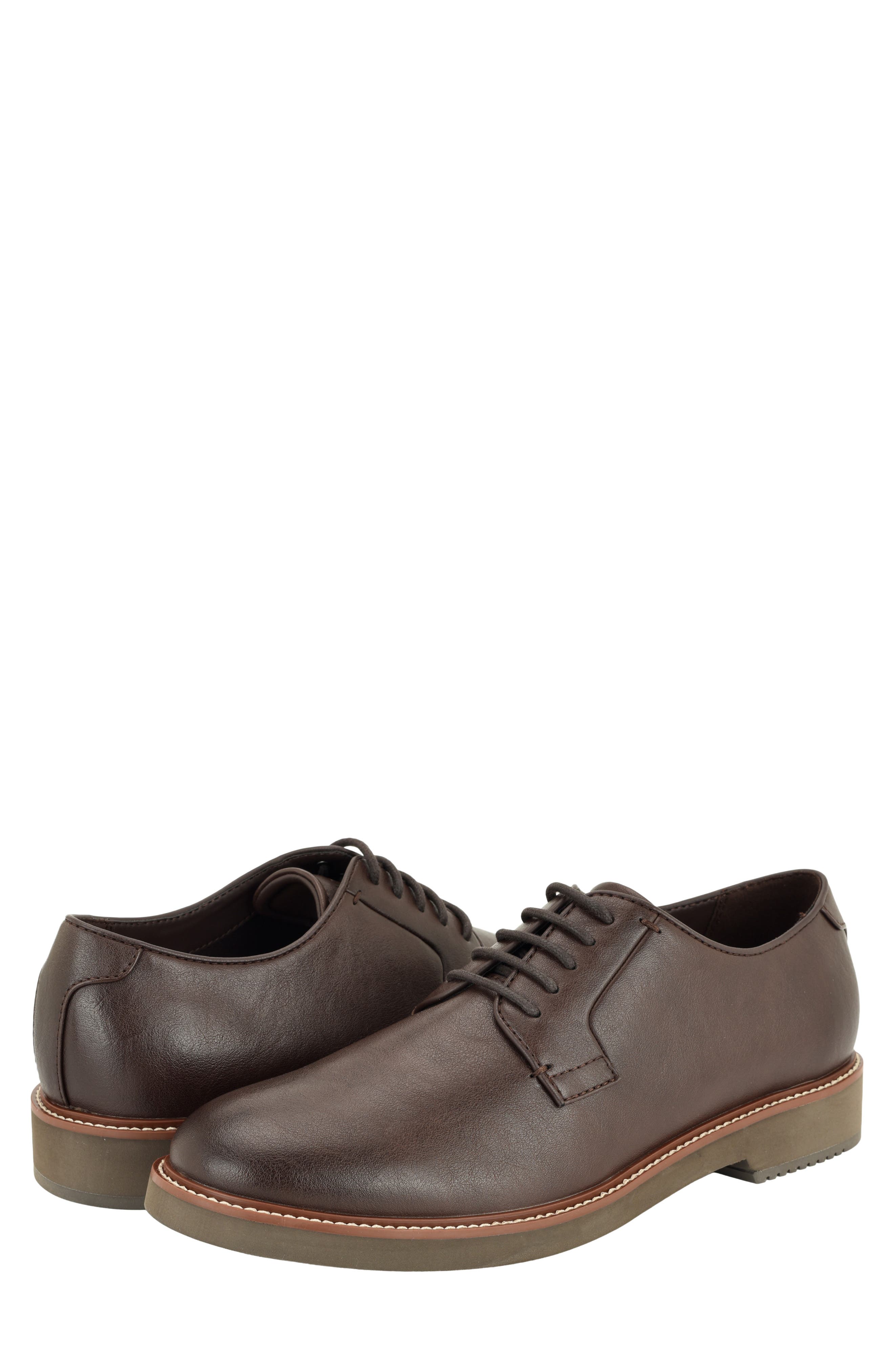 Torrean Plain Toe Faux Leather Derby, Alternate, color, DARK BROWN