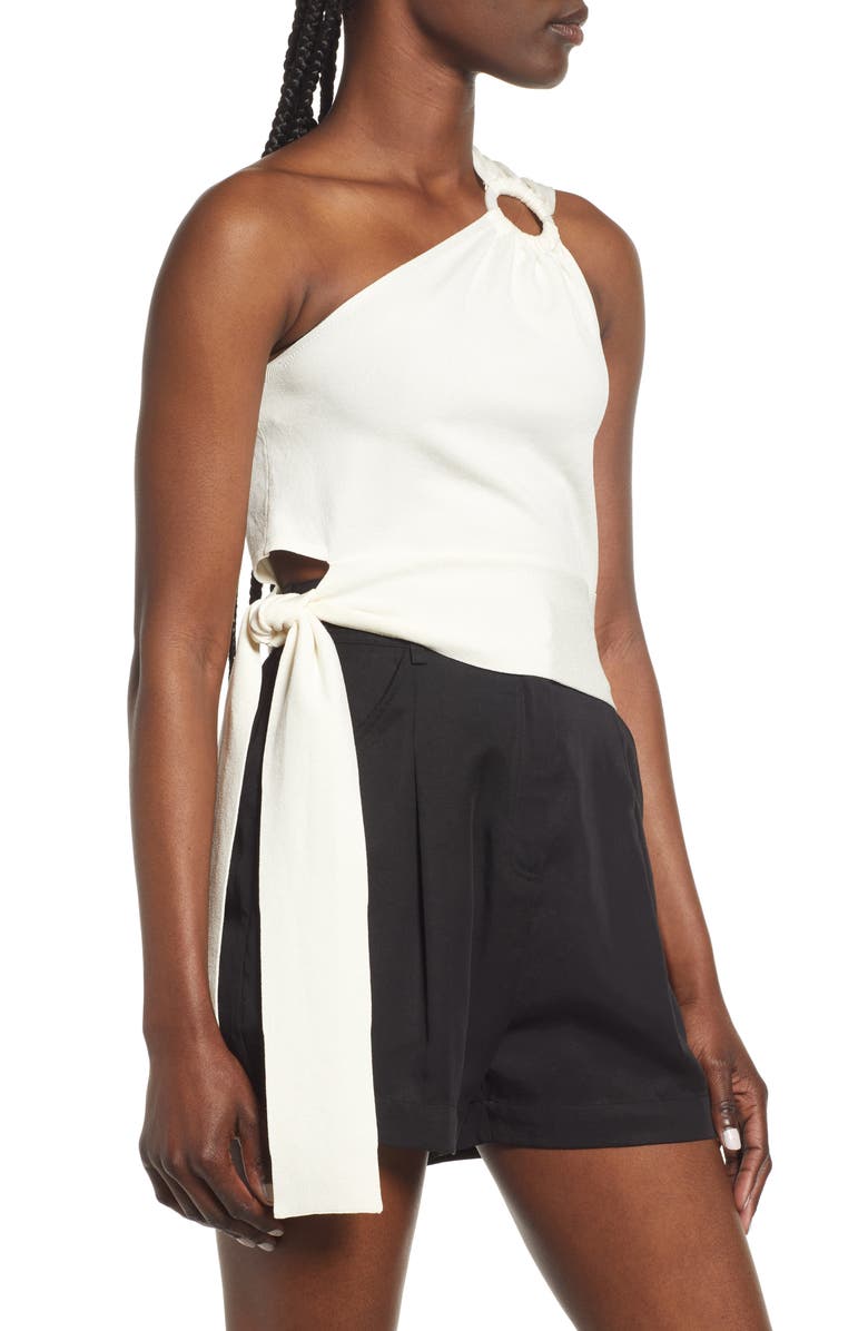 & Other Stories One-Shoulder Tie Hem Top, Alternate, color,