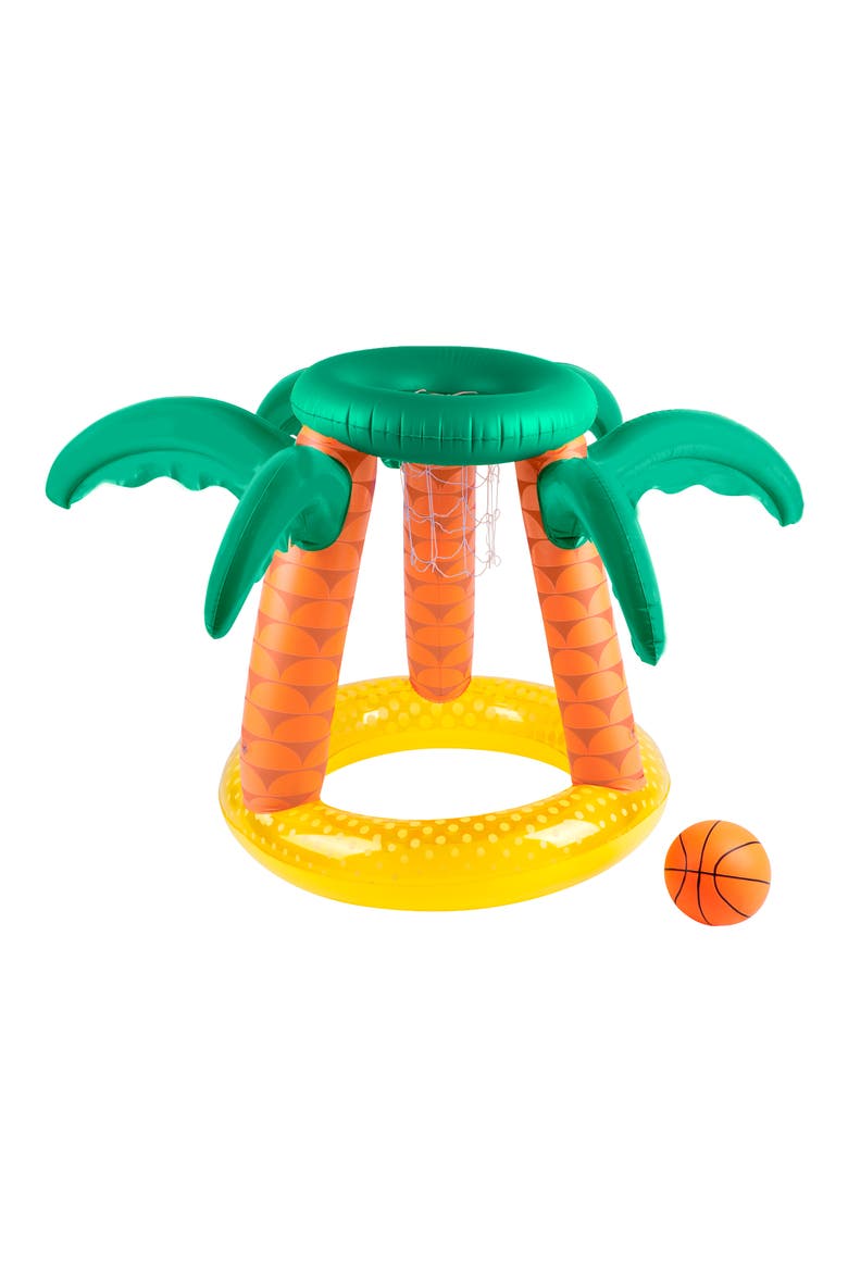 Inflatable Tropical Floating Basketball Set, Main, color, YELLOW